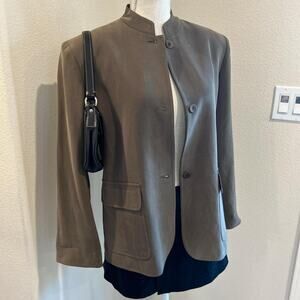 Jones New York khaki brown silk blazer. Size 10